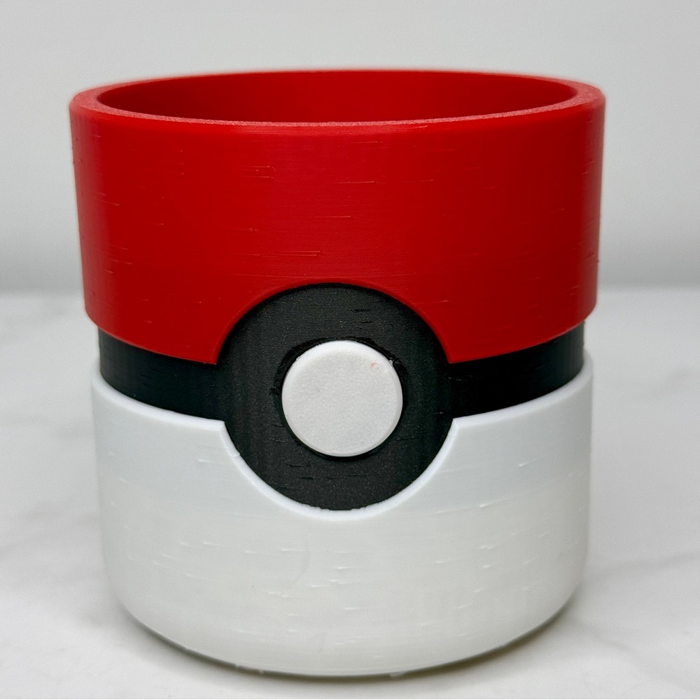 Pokeball Inspired 3D Printed Planter - Succulent Pot - Gamer Desk Decor Gift 4” - Picture 3 of 11